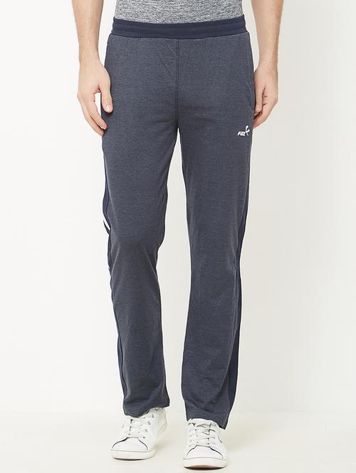 blue cotton full length track pant - 15104306 - Very Small Image - 1