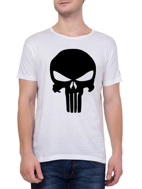 white cotton chest print t-shirt - 15104414 - Very Small Image - 1