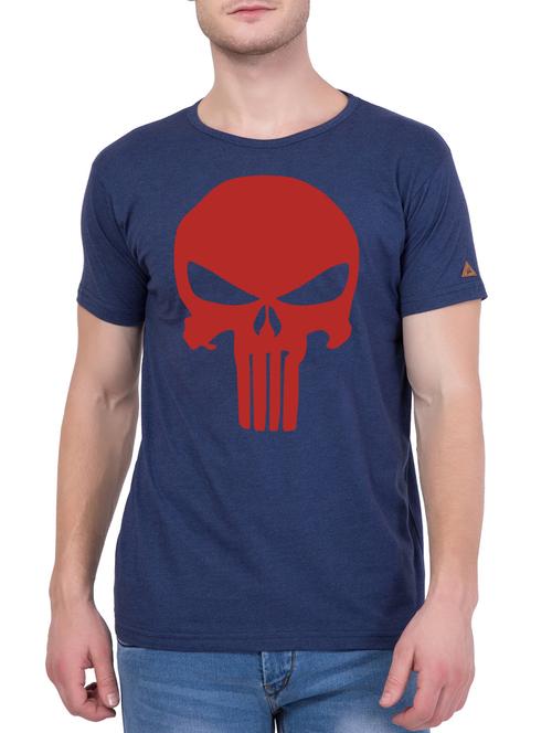 blue cotton chest print t-shirt - 15104430 - Very Small Image - 1