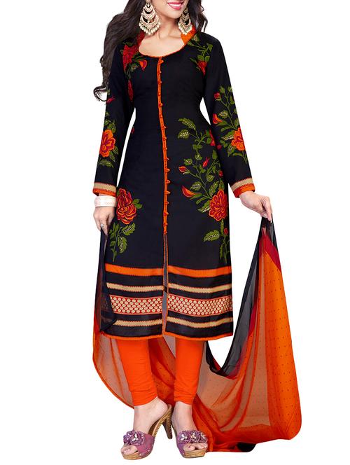 blue crepe unstitched churidaar suit - 15104850 - Very Small Image - 1