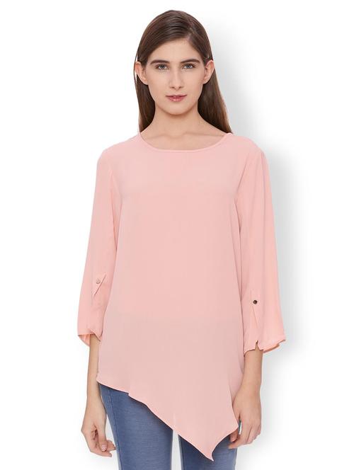 solid pink asymmetric tunic - 15105911 - Very Small Image - 1