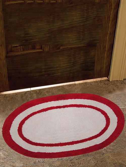 oval reversible racetrack border cotton bathmat, 1500 gsm, (red & white) - 15106273 - Very Small Image - 1