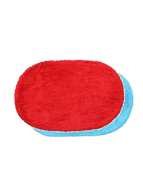oval cotton mat set of 2, 630 gsm, (red and blue) - 15106292 - Very Small Image - 1