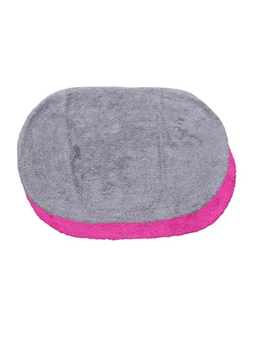 oval cotton mat set of 2, 630 gsm, (pink and grey) - 15106293 - Very Small Image - 1