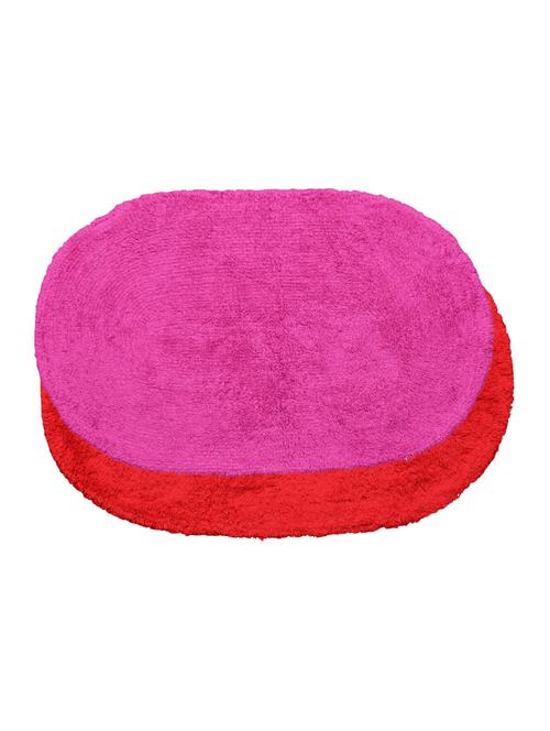 oval cotton mat set of 2, 630 gsm, (magenta and red) - 15106294 - Very Small Image - 1