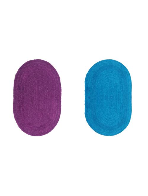 oval reversible cotton bathmat set of 2, 90 gsm, (turquoise and purple) - 15106299 - Very Small Image - 1