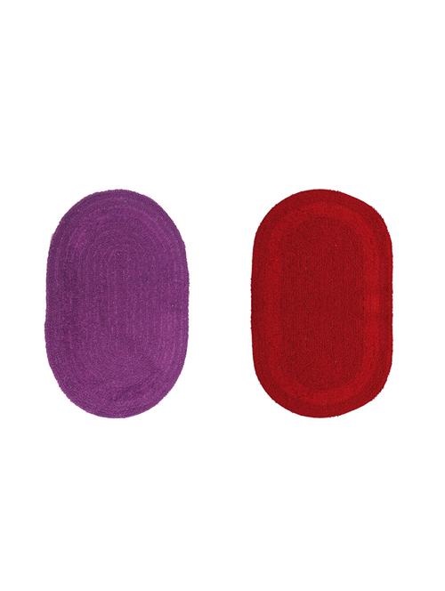 oval reversible cotton bathmat set of 2, 90 gsm, (purple and red) - 15106302 - Very Small Image - 1