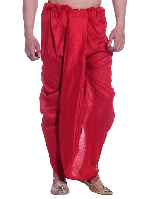 red silk blend dhoti - 15107186 - Very Small Image - 1