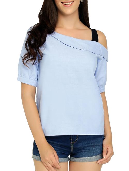 light blue solid cotton straight top - 15108606 - Very Small Image - 1
