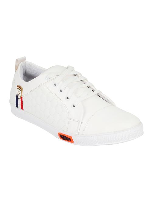 white leatherette lace up sneaker - 15108647 - Very Small Image - 1