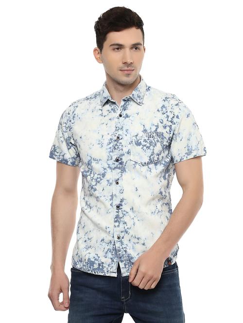 blue cotton casual shirt - 15109579 - Very Small Image - 1