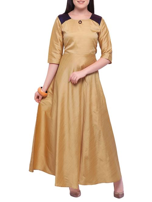 beige raw silk solid kurta - 15109939 - Very Small Image - 1
