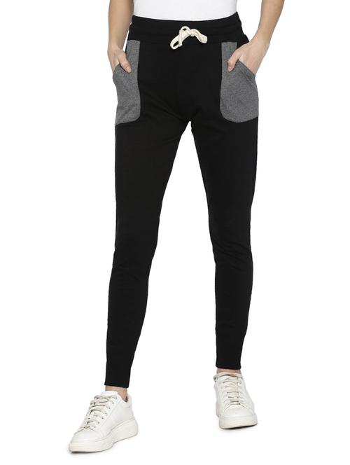 black solid cotton track pants - 15110324 - Very Small Image - 1