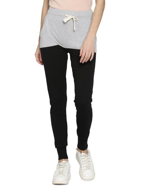 black solid cotton joggers - 15110326 - Very Small Image - 1