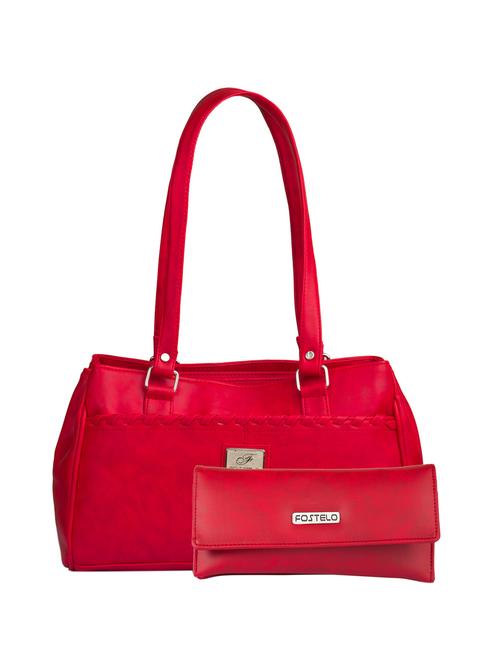 red leatherette (pu) combo handbag - 15112770 - Very Small Image - 1