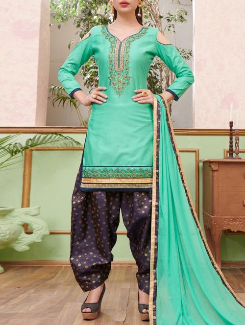 embroidered unstitched salwar suit - 15114630 - Very Small Image - 1
