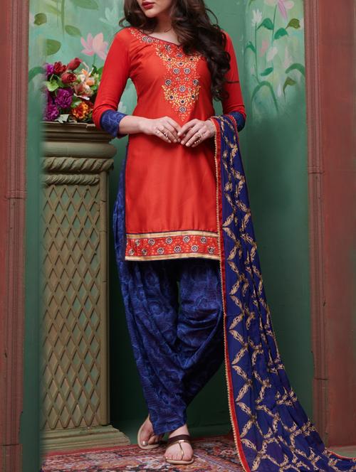 embroidered unstitched patiyala suit - 15114641 - Very Small Image - 1