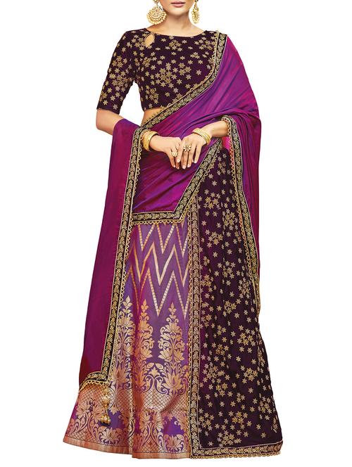 purple flared lehenga - 15115784 - Very Small Image - 1