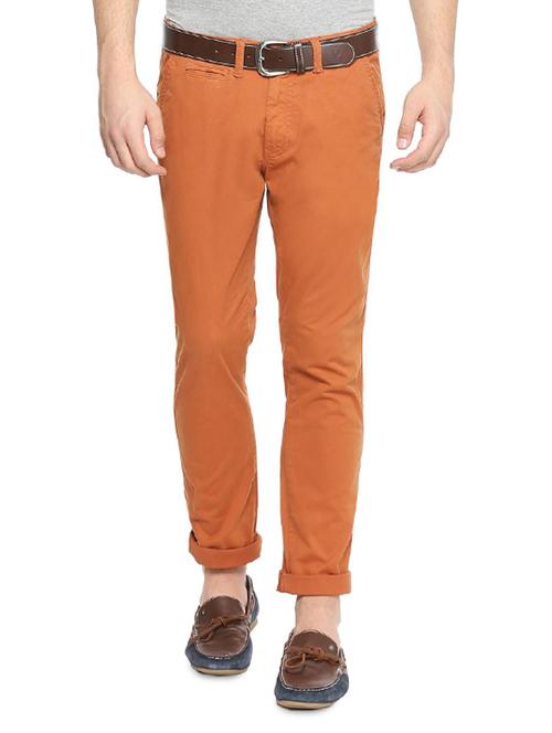 orange cotton blend chinos - 15116103 - Very Small Image - 1