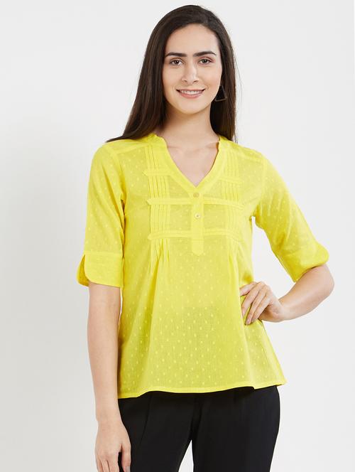 solid yellow cotton top - 15116251 - Very Small Image - 1