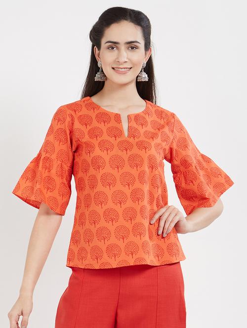 orange printed cotton top - 15116263 - Very Small Image - 1