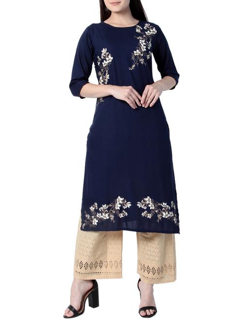 indigo rayon kurta - 15116837 - Very Small Image - 1