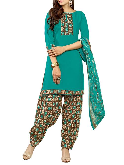 turquoise unstitched salwar suit - 15116973 - Very Small Image - 1