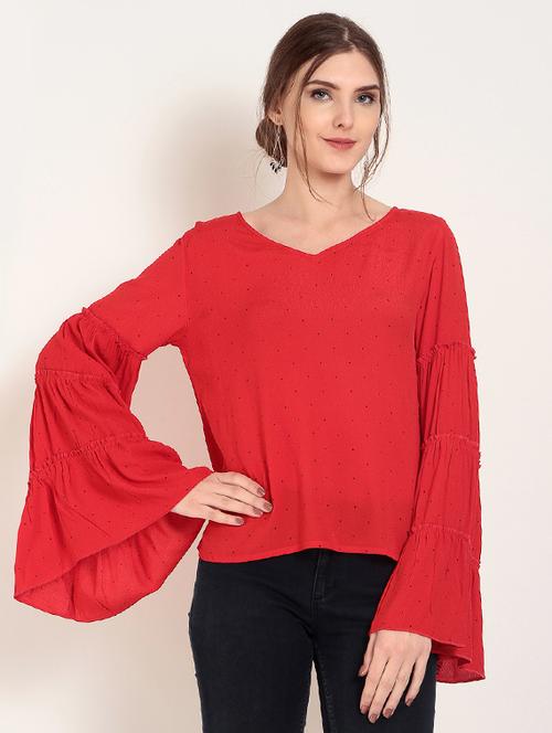 tiered bell sleeved top - 15117073 - Very Small Image - 1