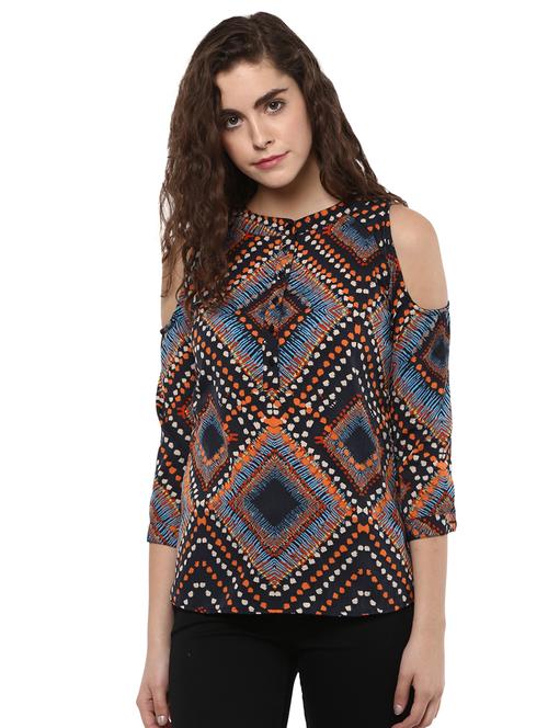 black crepe printed top - 15117161 - Very Small Image - 1