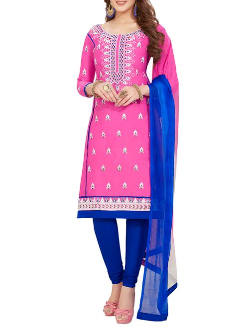pink unstitched churidaar suit - 15117338 - Very Small Image - 1