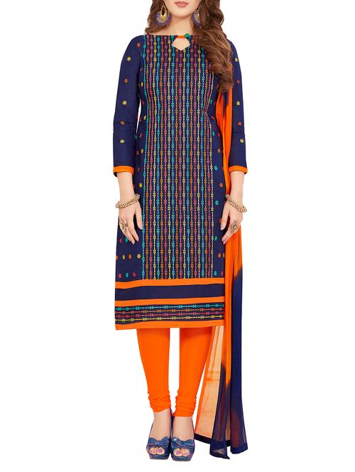 blue unstitched churidaar suit - 15117339 - Very Small Image - 1