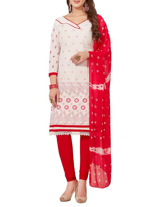 white unstitched churidaar suit - 15117342 - Very Small Image - 1