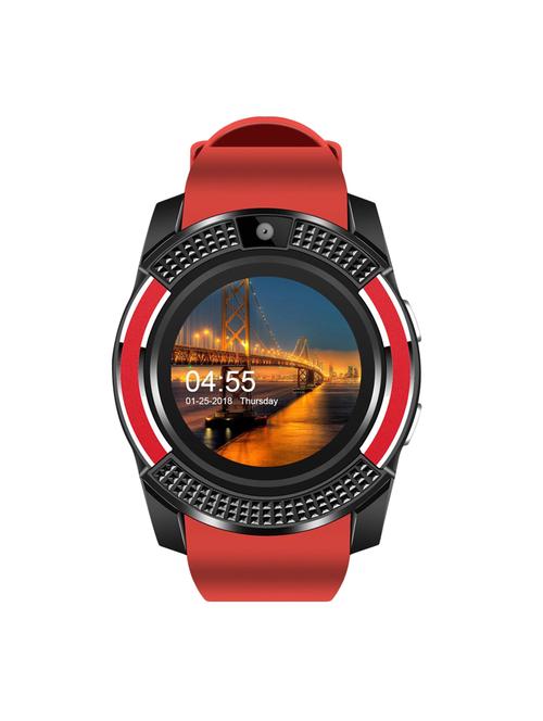 jm new v8 red colour smart watch with sim/sd card support - 15118713 - Very Small Image - 1