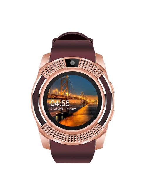 jm new v8 brown colour smart watch with sim/sd card support - 15118715 - Very Small Image - 1