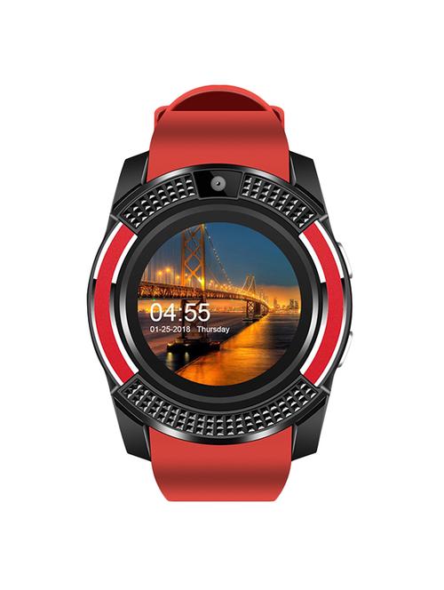 jm v8 round dial bluetooth smartwatch phones supports sim with camera sports wrist watches for android ios wearable wristwatch - 15118743 - Very Small Image - 1