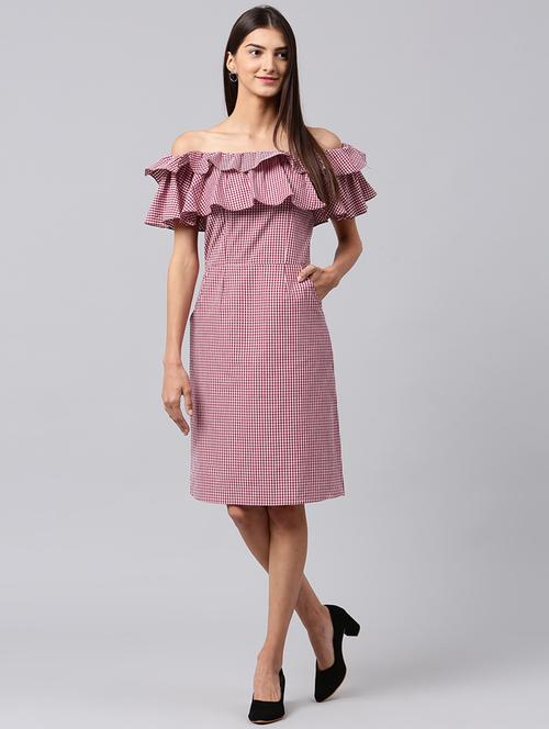 red checkered a-line dress - 15120203 - Very Small Image - 1