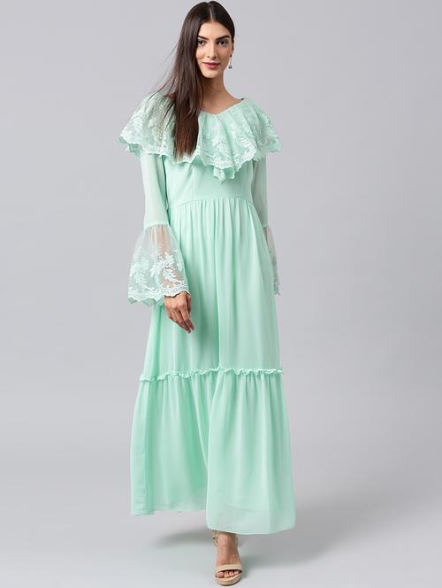 green solid maxi dress - 15120206 - Very Small Image - 1