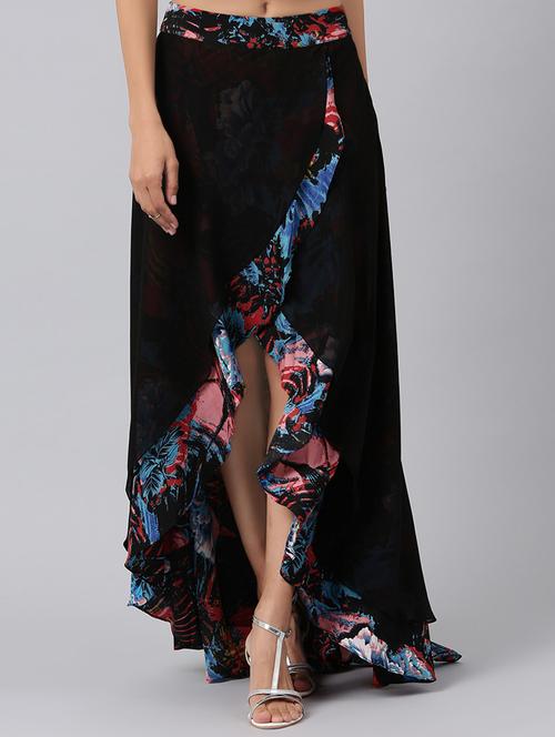 black printed asymmetric skirt - 15120274 - Very Small Image - 1