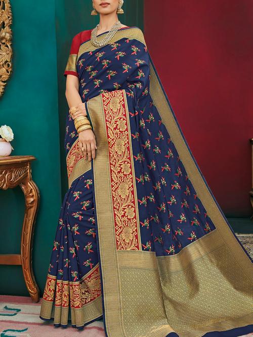 conversational zari woven saree - 15120763 - Very Small Image - 1