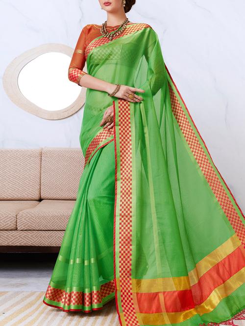 contrast bordered saree - 15120777 - Very Small Image - 1