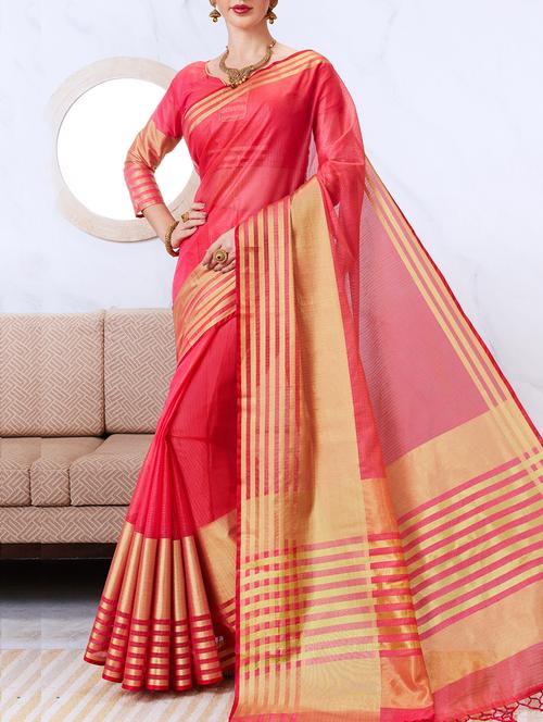 delicate golden border saree - 15120780 - Very Small Image - 1