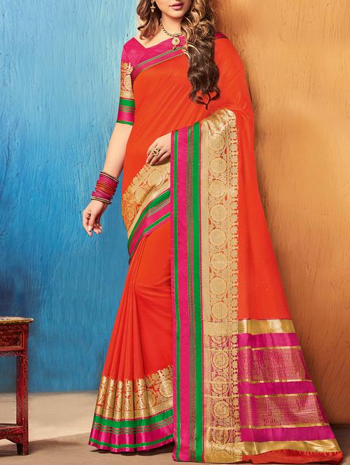 delicate golden border saree - 15120787 - Very Small Image - 1