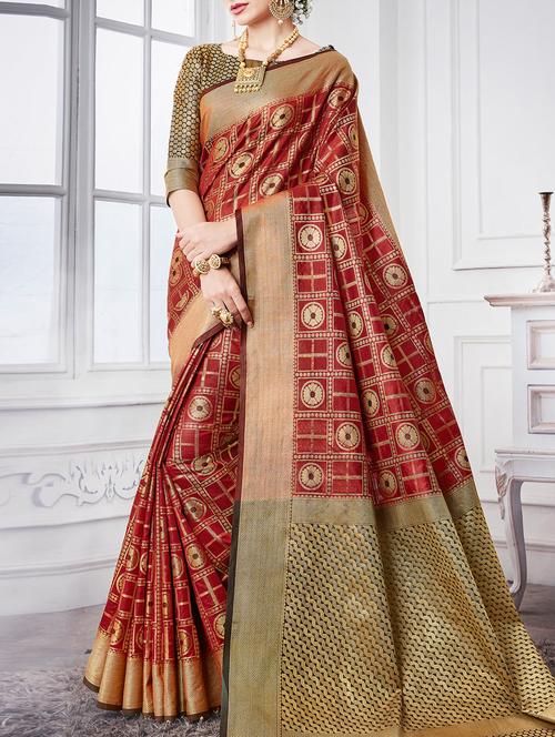 delicate golden zari woven saree - 15120799 - Very Small Image - 1