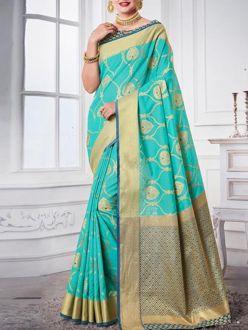 delicate golden zari woven saree - 15120800 - Very Small Image - 1