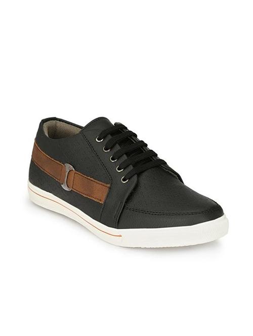 black leatherette lace up sneaker - 15121136 - Very Small Image - 1