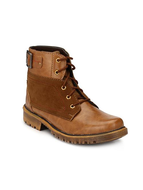 tan leatherette high ankle boot - 15121147 - Very Small Image - 1