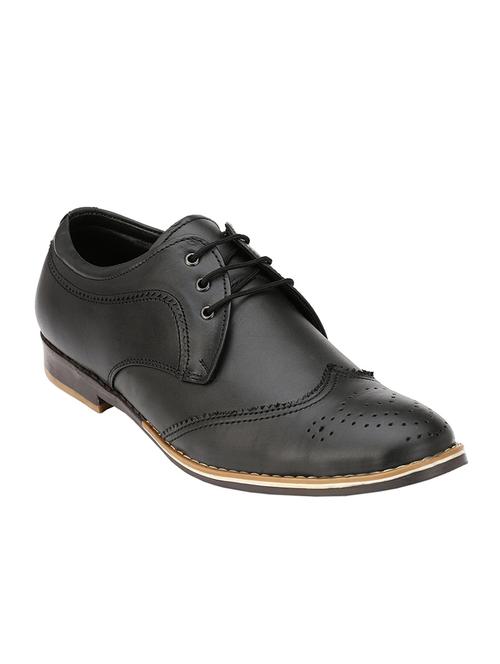 black leatherette lace-up derby - 15121213 - Very Small Image - 1