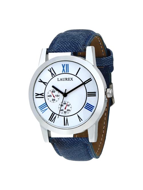 laurex round dial leatherette strap watch - 15121288 - Very Small Image - 1