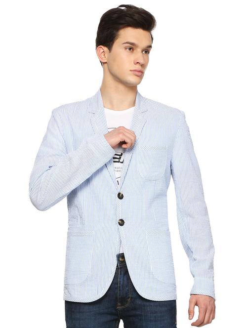 blue cotton casual blazer - 15121373 - Very Small Image - 1