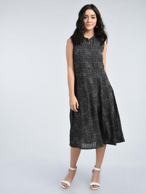 black printed fit & flare dress - 15121402 - Very Small Image - 1